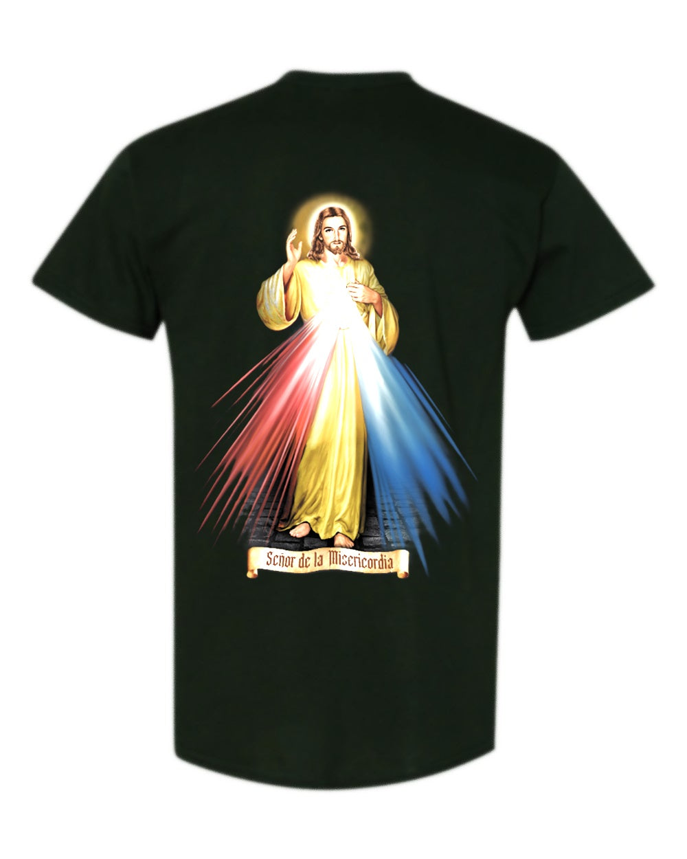 Señor de la Misericordia Divine Mercy Catholic t-shirt back view